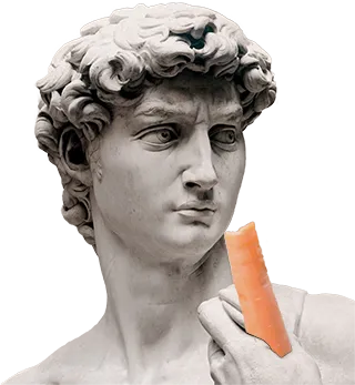 David's head with a carrot in his hand
